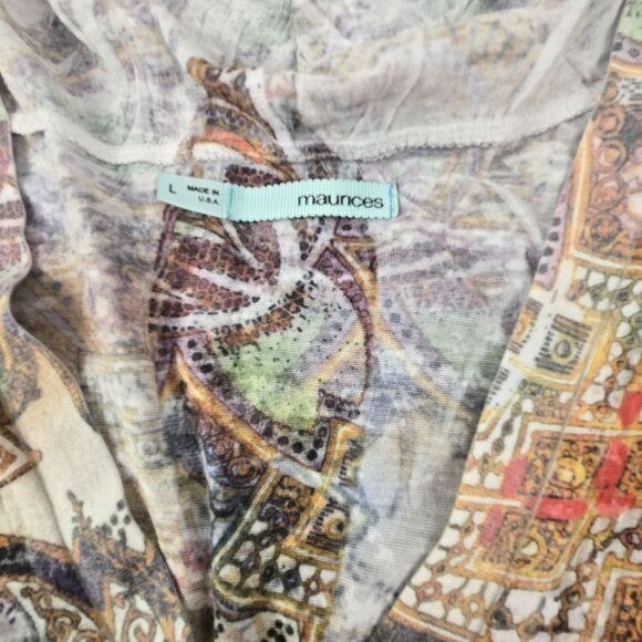 Maurices Top Paisley Print Short-Sleeve Hoodie Size L Multicolor JH1829 - Picture 3 of 9